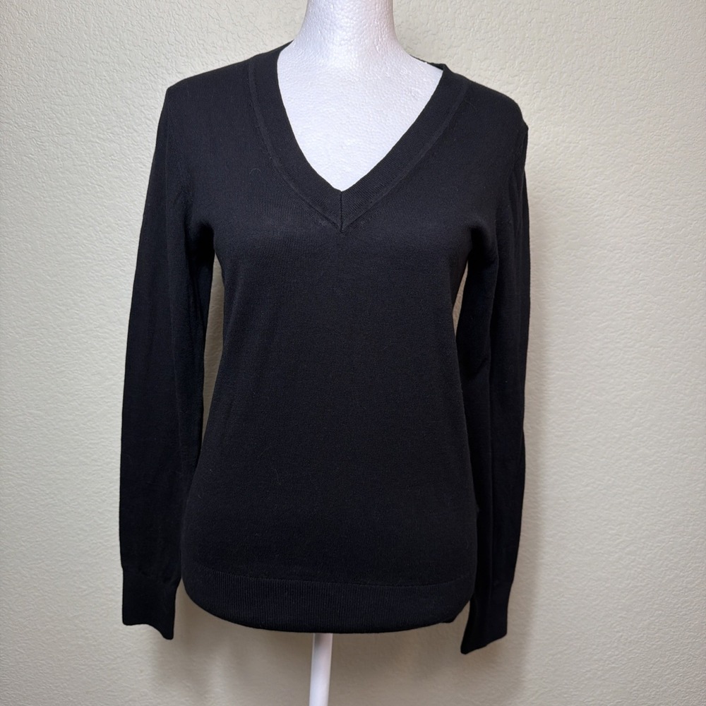 Quince Sweater Womens XS Black Lightweight Cotton Cashmere Blend V-Neck NWT New